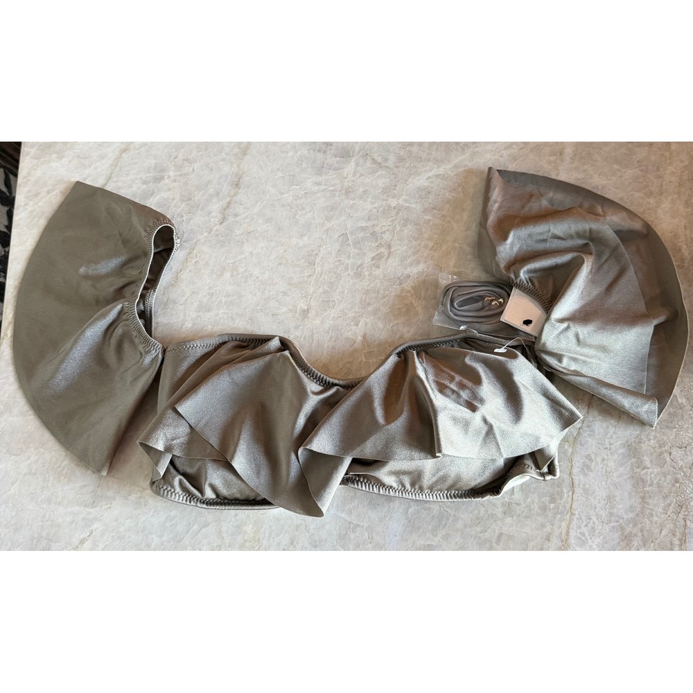 Phax Swimwear Metallic Ruffle Off Shoulder Bikini Top NWT Large BF16520015